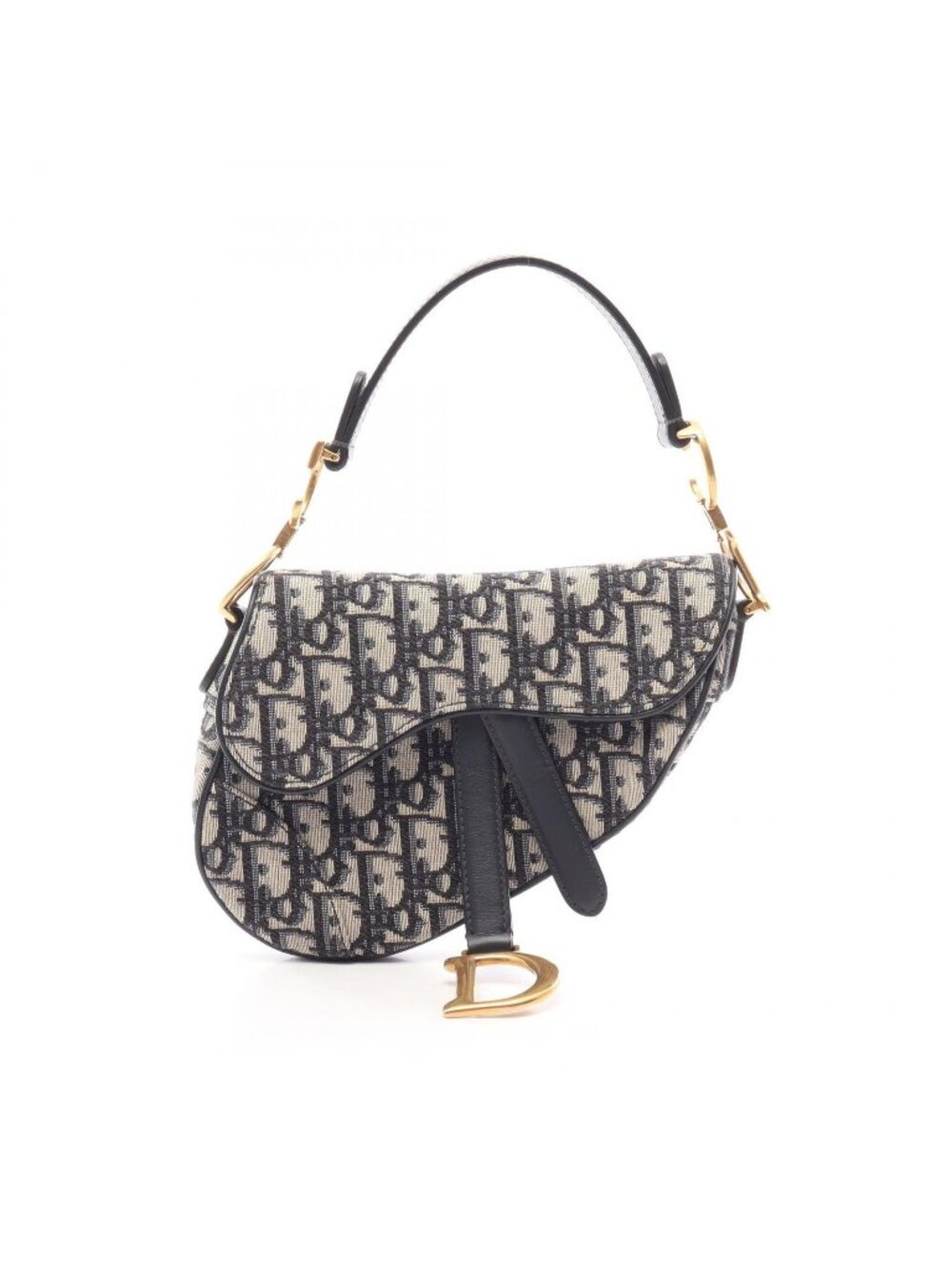 Dior Saddle Bag Mini Oblique Jacquard Ivory Navy Canvas Leather